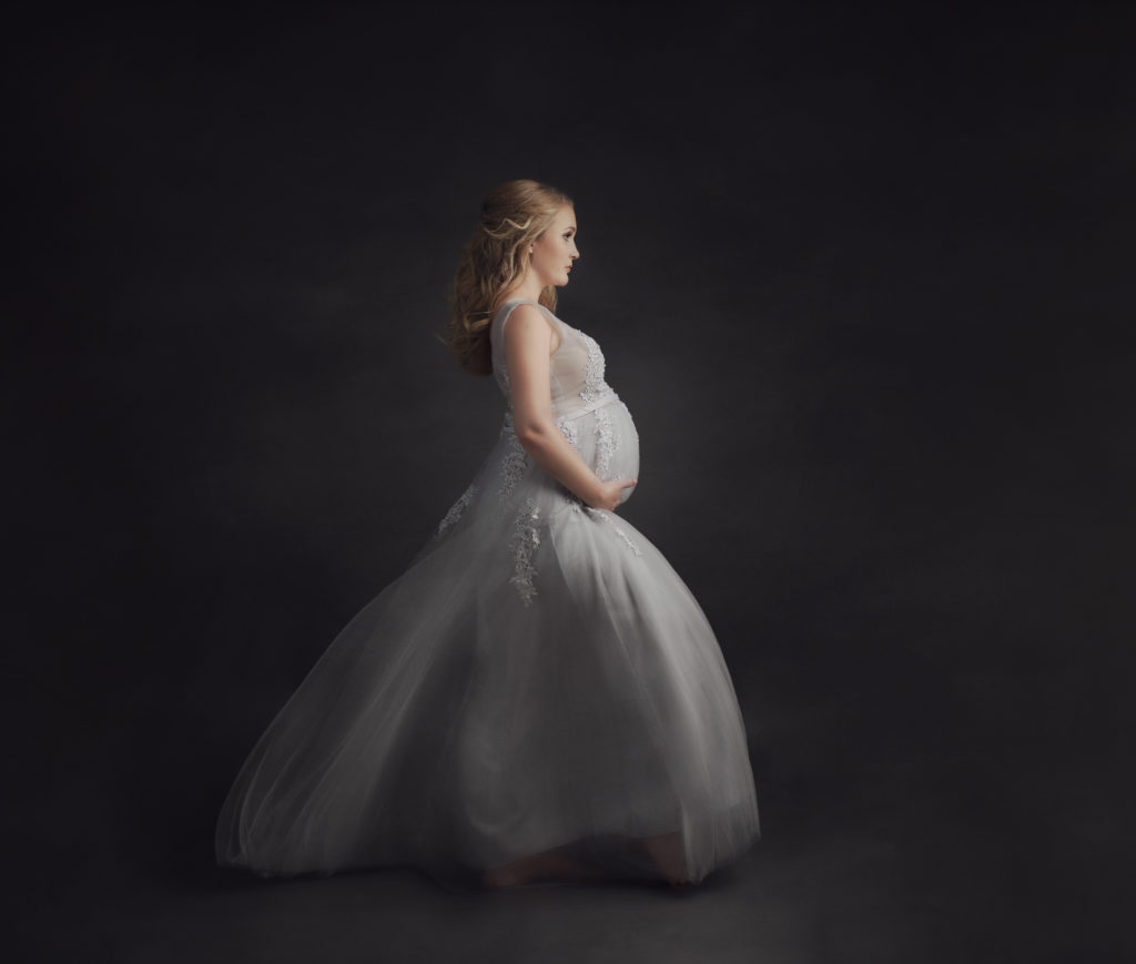 grand rapids michigan maternity fine art shoot mother with custom gown