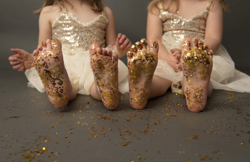 grand rapids photographer girls with glitter on their feet