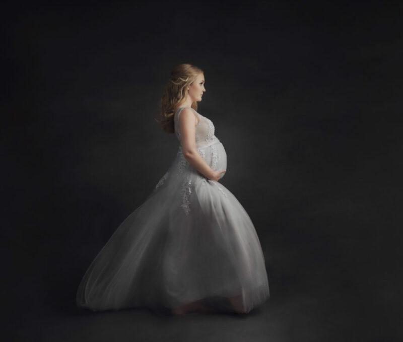 grand rapids michigan maternity fine art shoot mother with custom gown